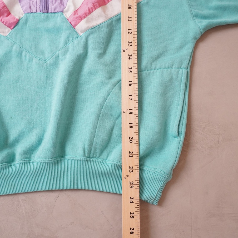 Bold Spirit Vintage 90s Colorblock Quarter Zip Pullover Teal Purple Pink Large - Picture 5 of 7